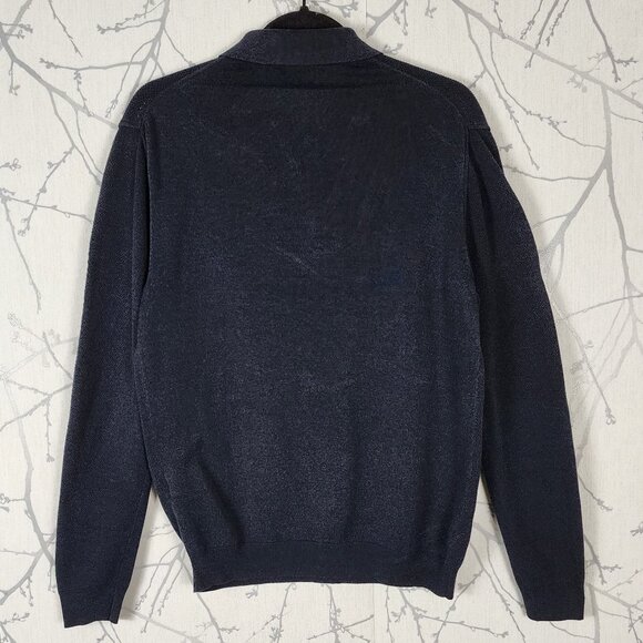 Reiss Navy Cotton Blend Knit Quarter Zip Sweater - Picture 4 of 6